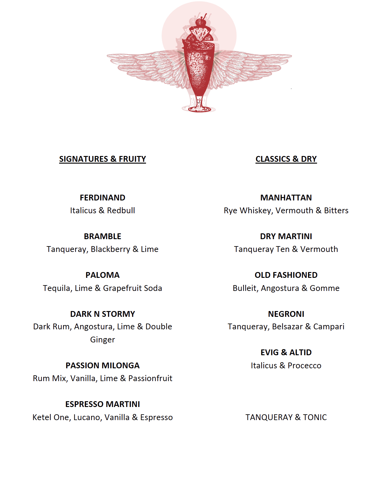 Cocktaiils Menu Premium