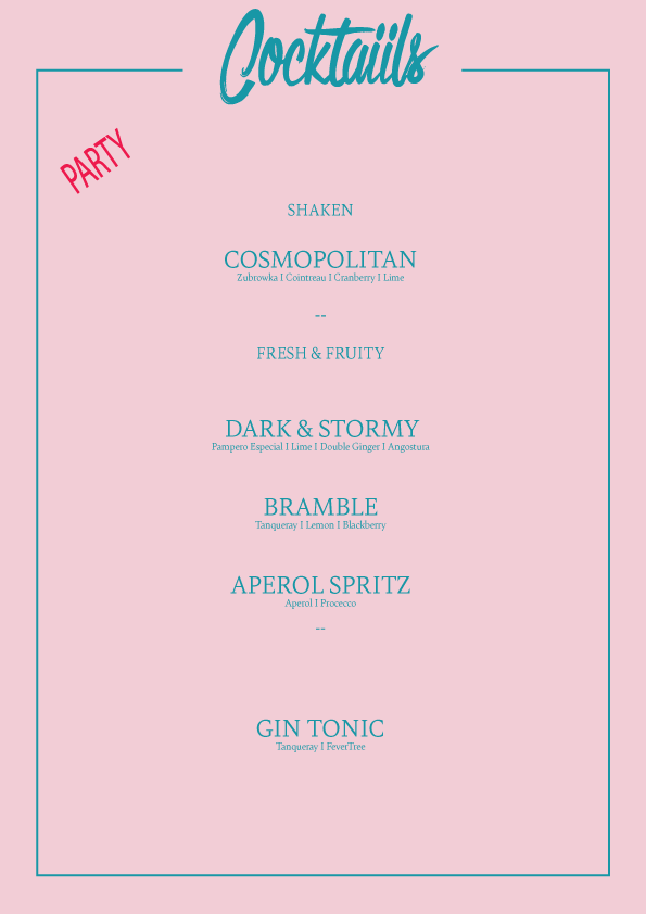 Cocktail Menu for Cocktaiils.dk PARTY