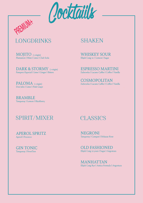 Cocktail Menu for Cocktaiils.dk PREMIUM+