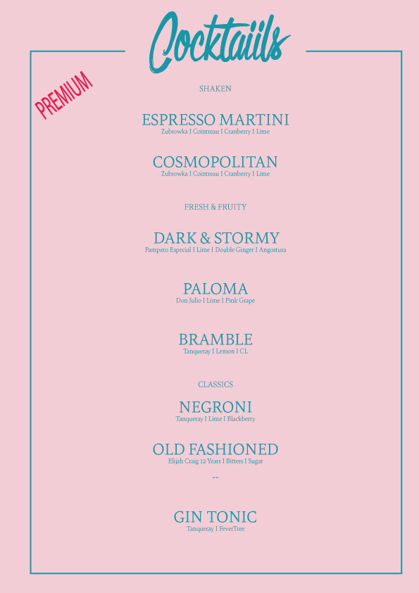 Cocktail Menu for Cocktaiils.dk PREMIUM