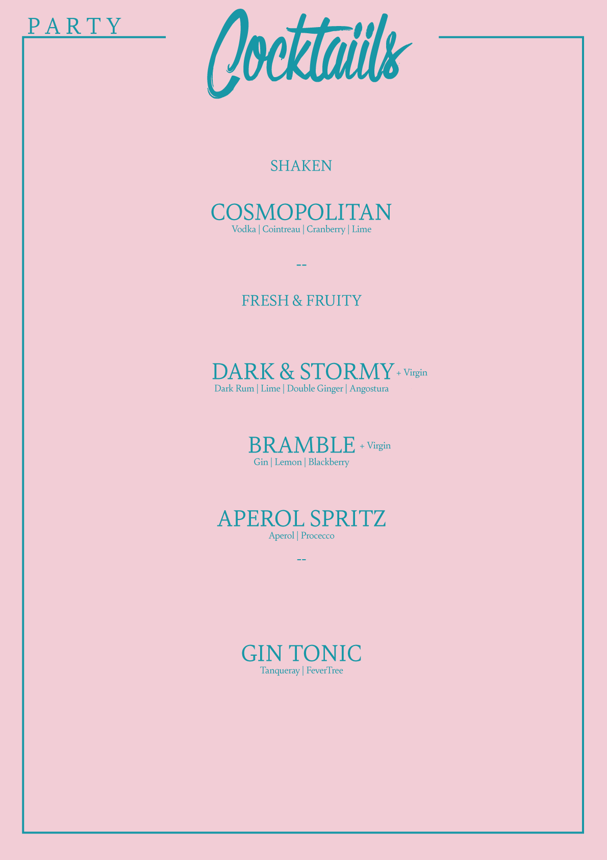 PARTY MENU SS25